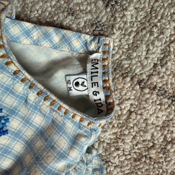 Emile et Ida Blue Gingham Embroidered
Romper (Carreaux Cross Stitch - 12 months) - Picture 5 of 6